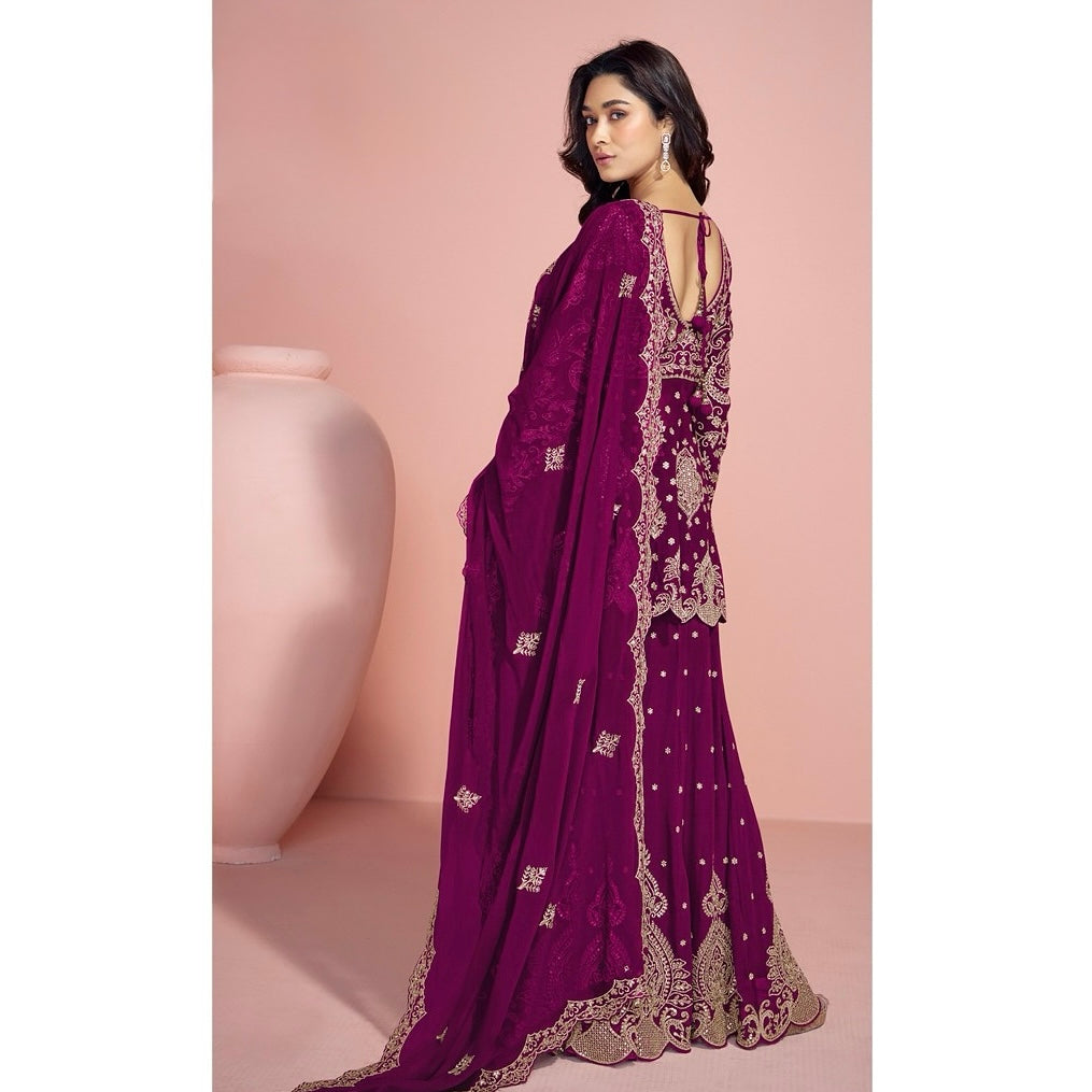Noor-e-Nazaakat – Embroidered Peplum Sharara Ensemble
