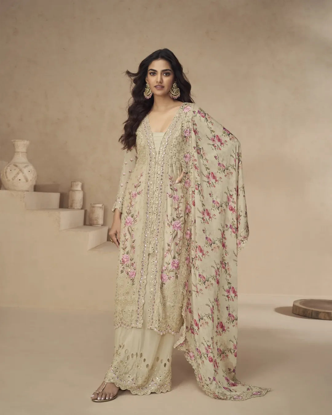 Pastel Dream - Floral Chinon Suit