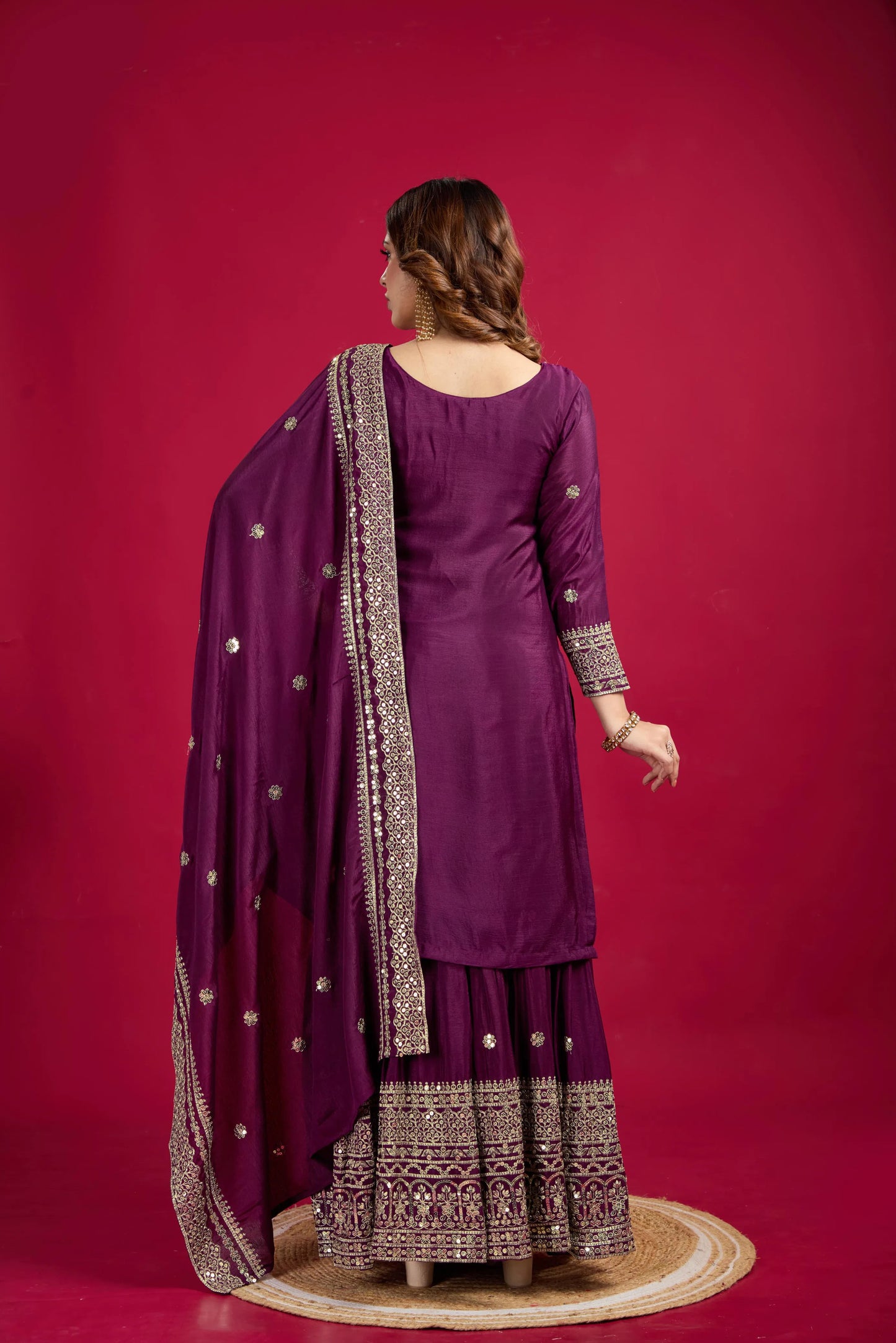 Zehra – Festive Sequin Embroidered Chinon Sharara Ensemble