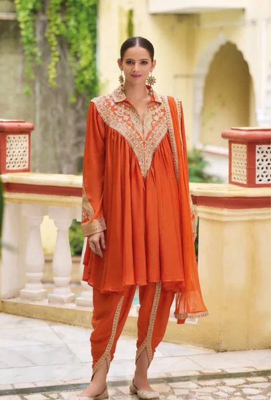 Royal Grace – Radiant Chinon Embroidered Dhoti Suit
