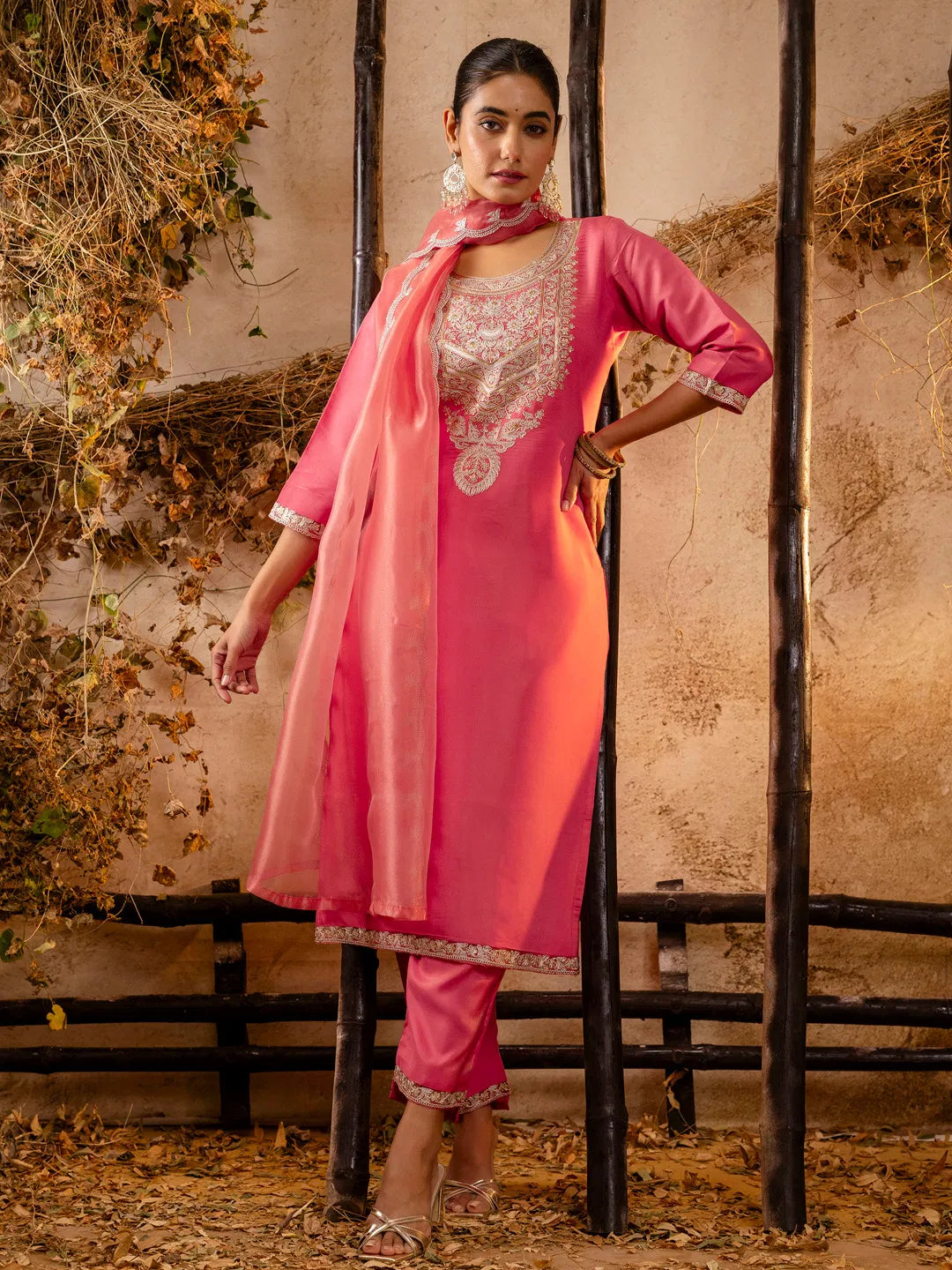 Festive Harmony – Shimmer Roman Silk Suit