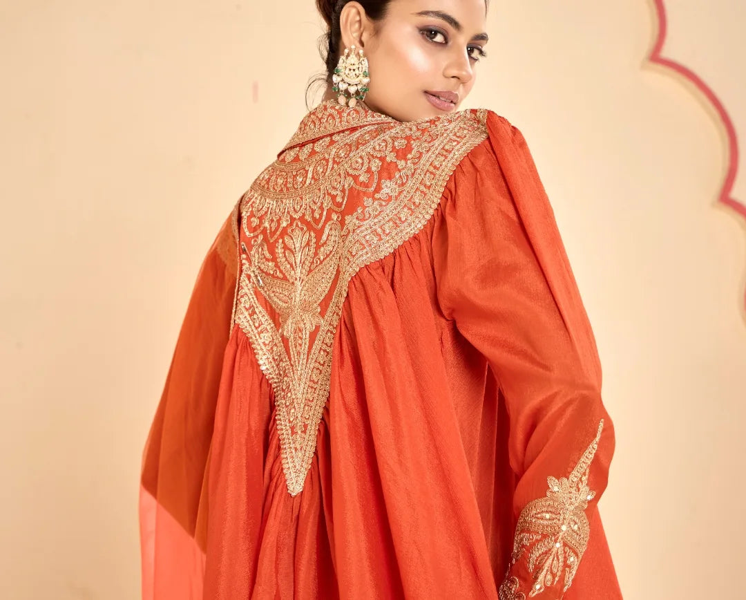 Royal Grace – Radiant Chinon Embroidered Dhoti Suit