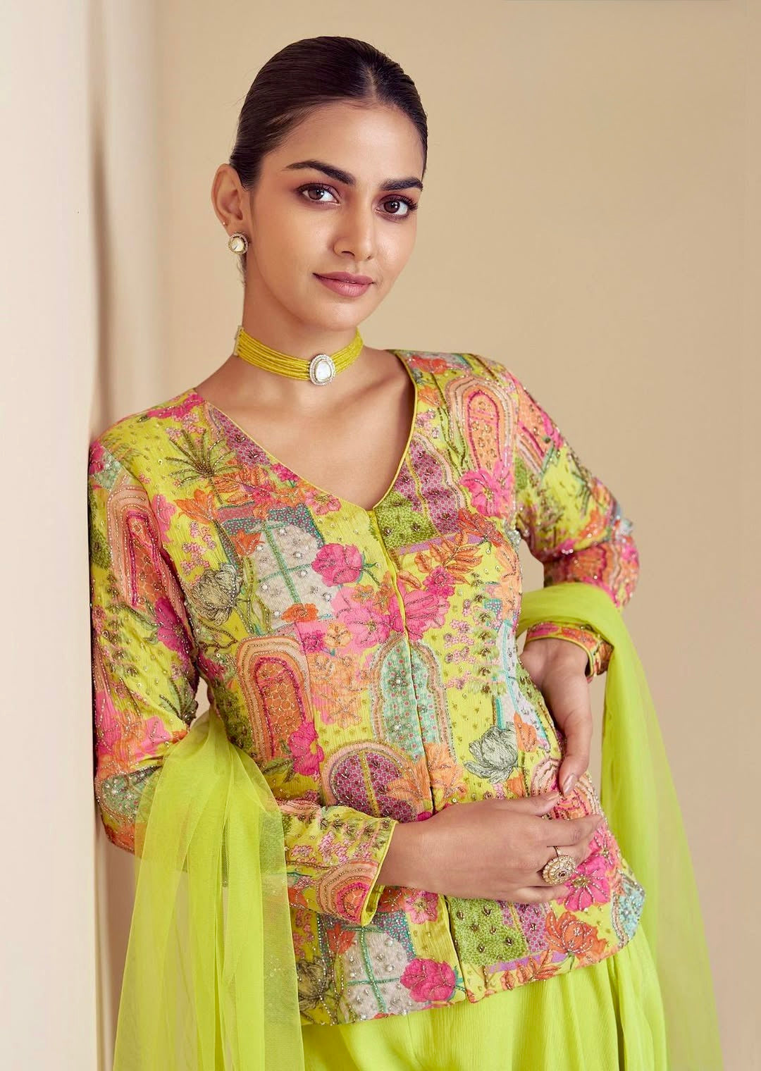 Blooming Radiance – Chinon Silk Palazzo Suit