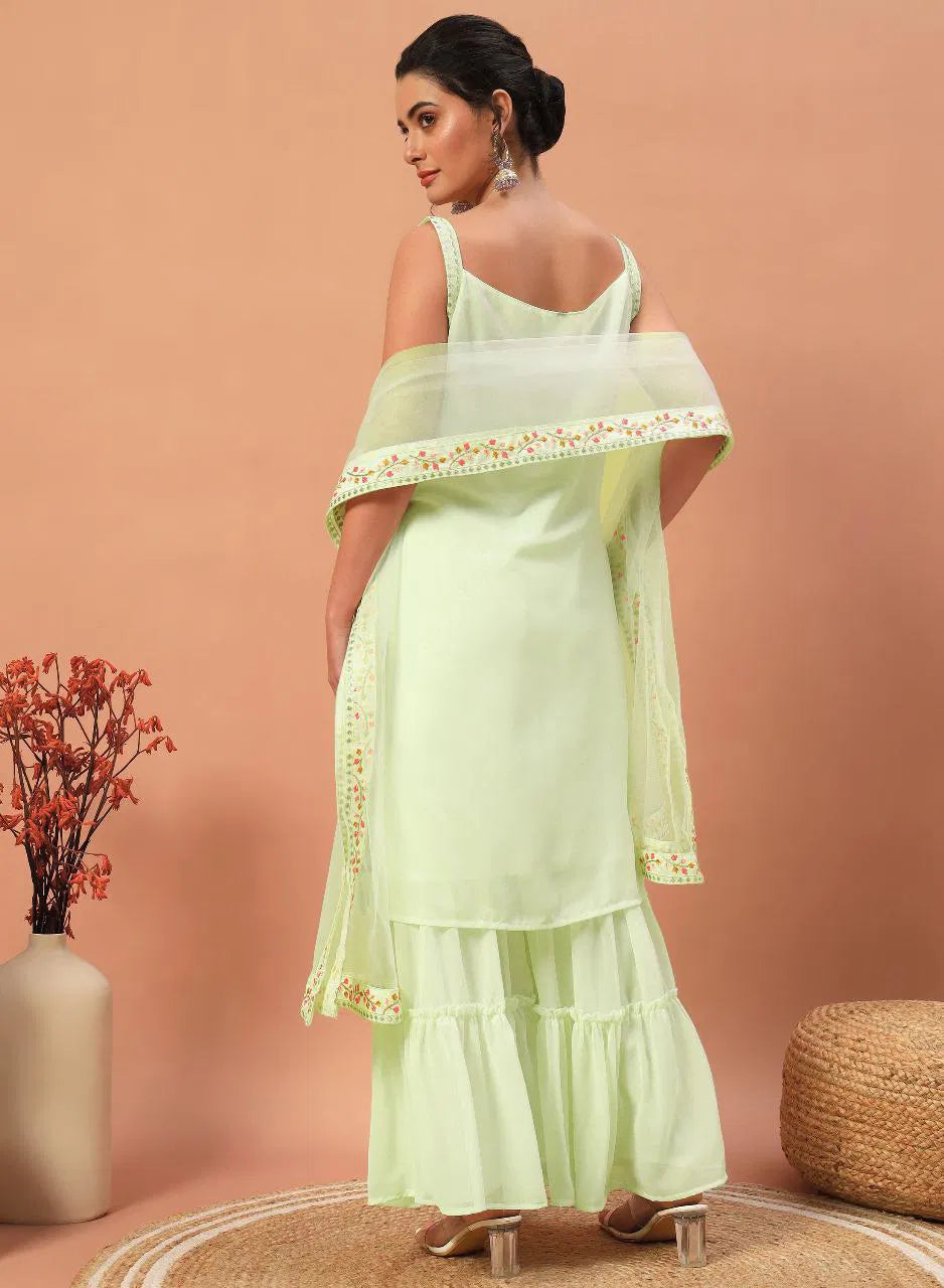 Seher Glow - Sequin Embroidered Georgette Sharara Suit