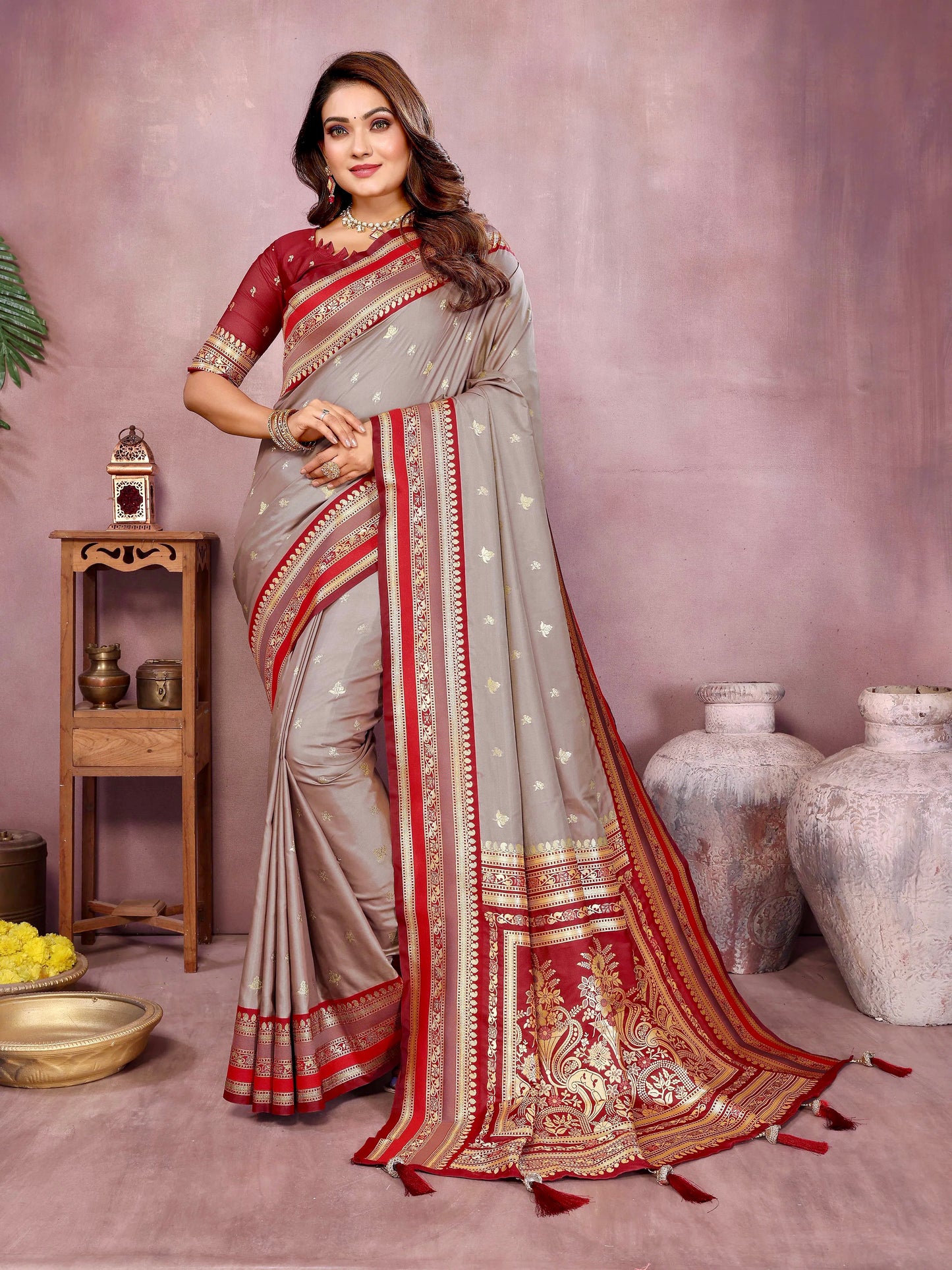 Sindur – Handloom Kalamkari Silk Zari Woven Saree
