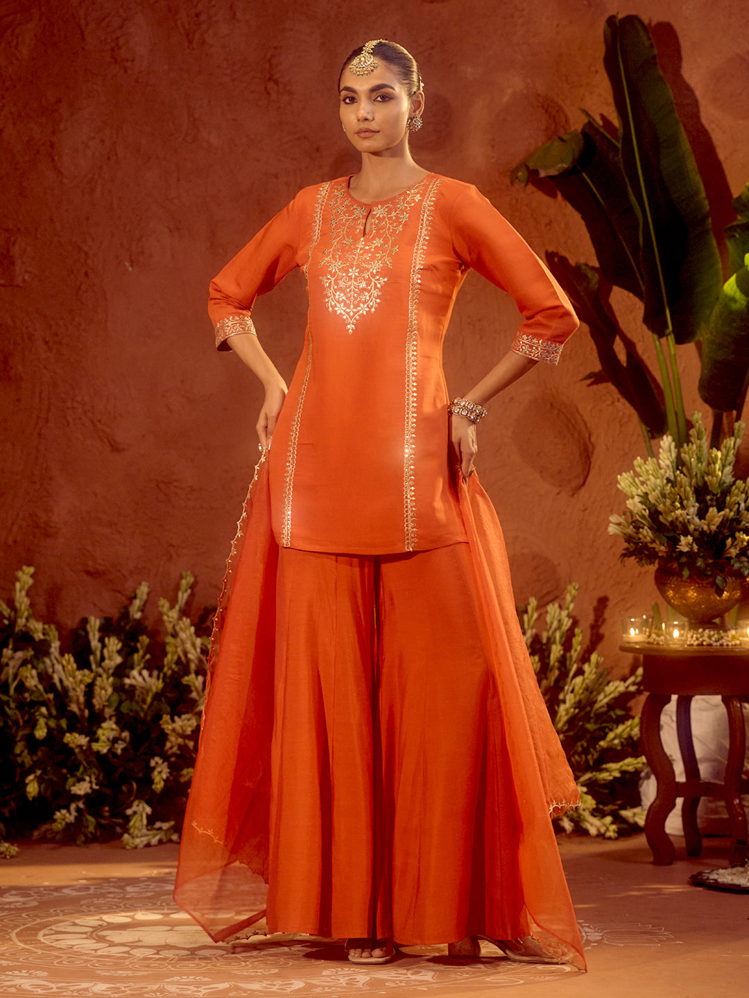 Rang-e-Anaar – Orange Embroidered Designer Kurta Set