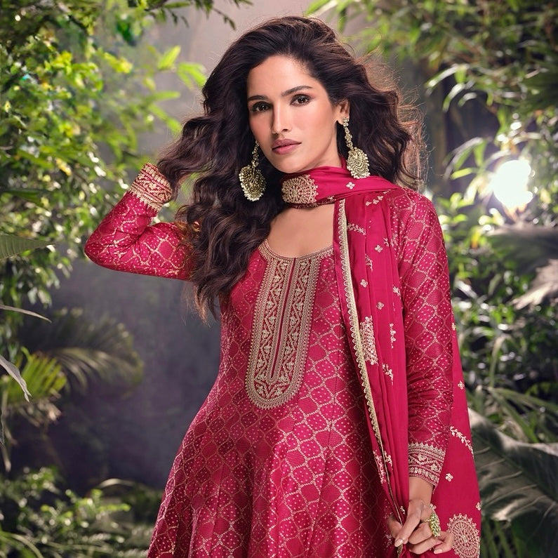 Rani Royale – Pure Viscose Jacquard Silk Embroidered Suit