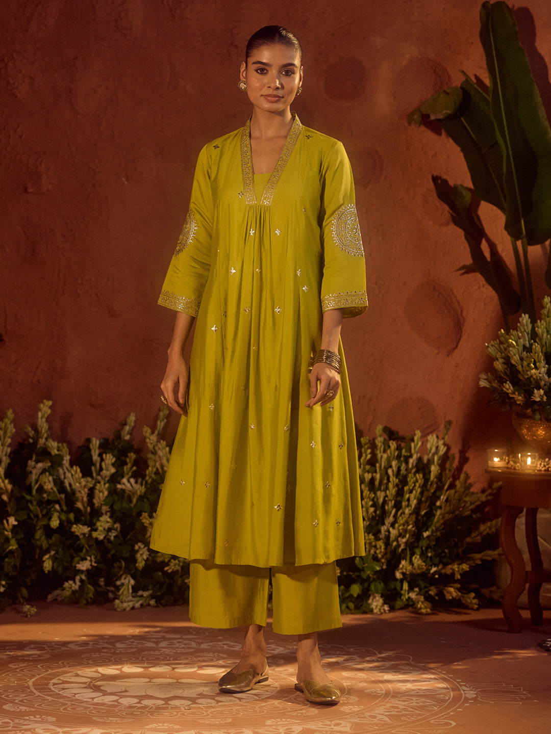 Sitara Mehndi – Lime Green Festive Kurta Set