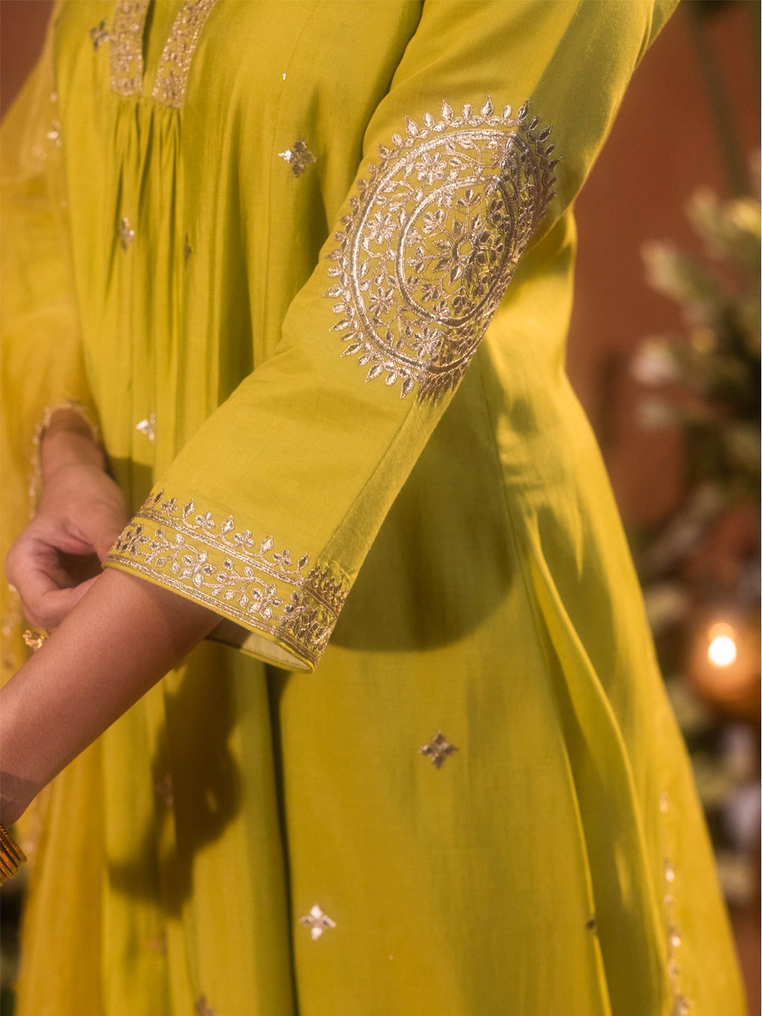 Sitara Mehndi – Lime Green Festive Kurta Set