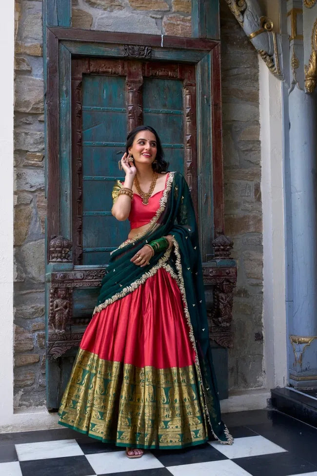 Rajvanshi – Narayan Pattu Half Saree with Zari Grandeur