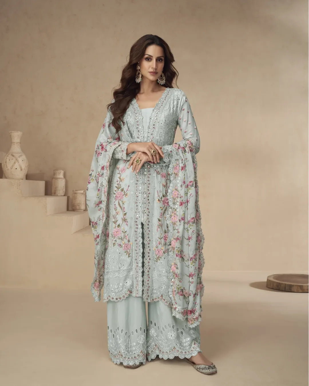 Pastel Dream - Floral Chinon Suit