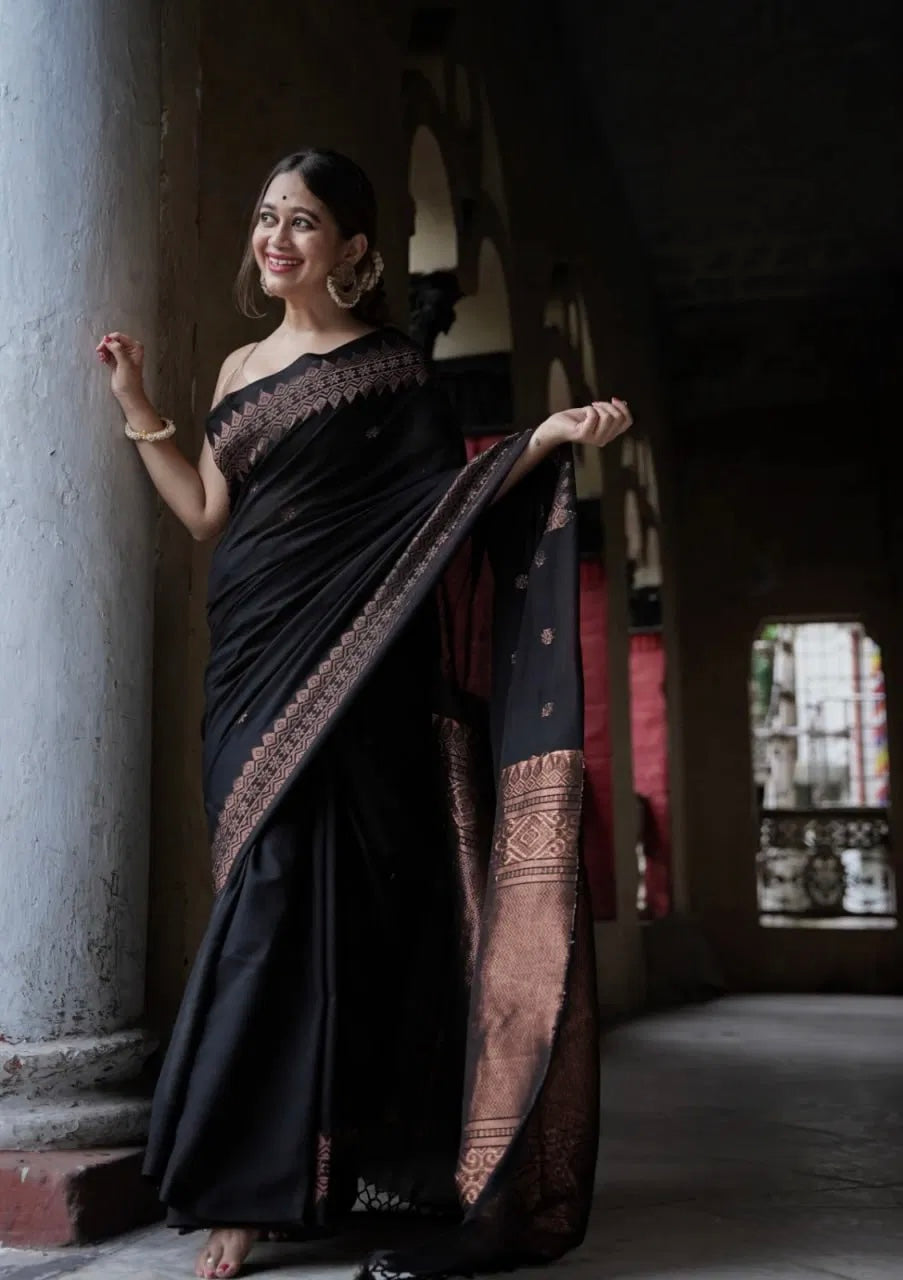 Bhoomi Zari - Handwoven Soft Silk in Copper and Clay