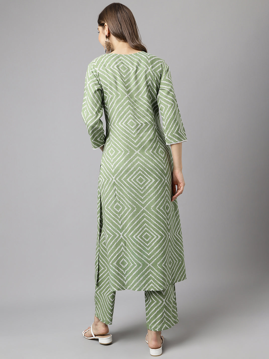 Verdant Geometry – Green Printed Cotton Kurta Set