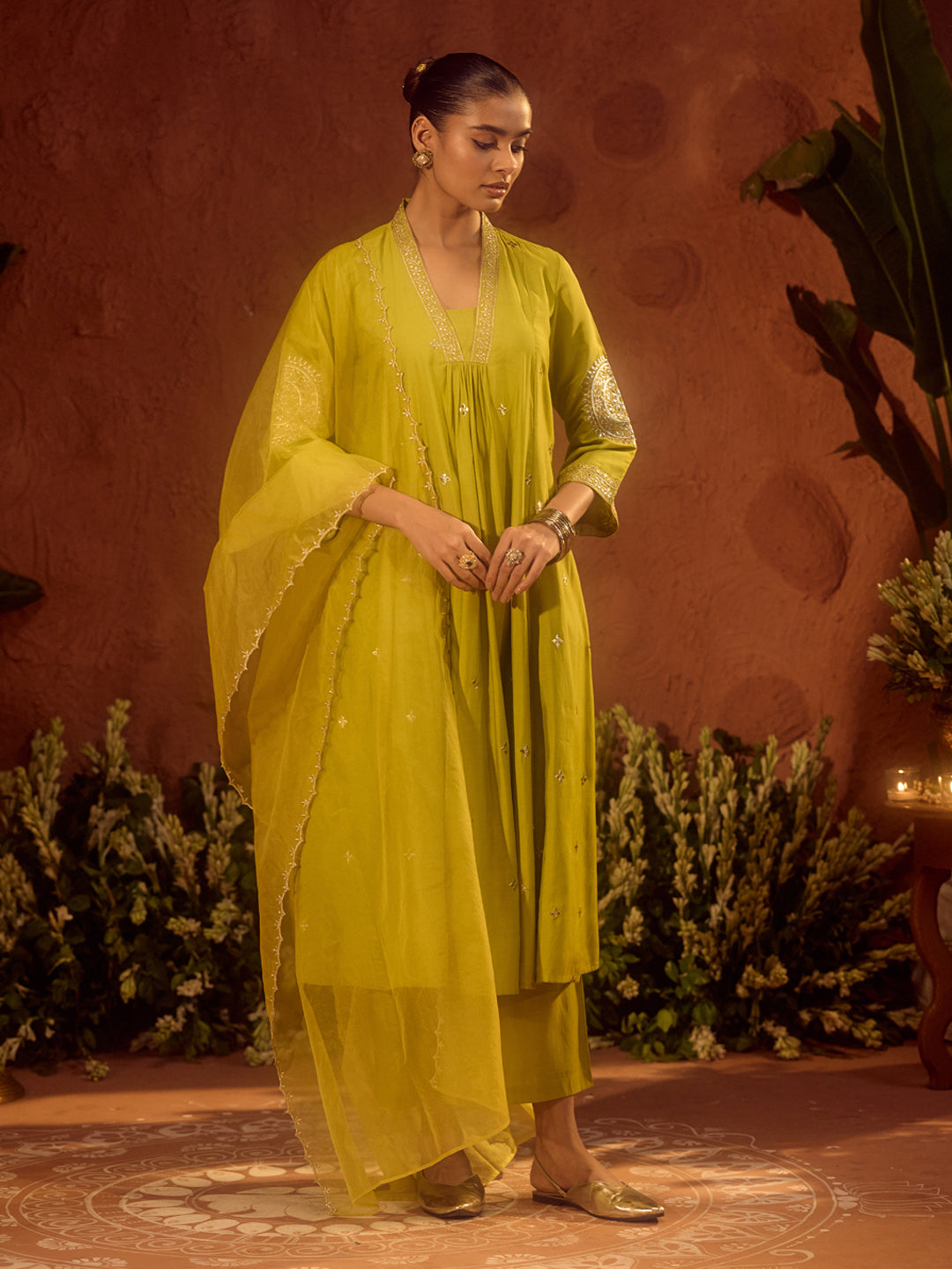 Sitara Mehndi – Lime Green Festive Kurta Set