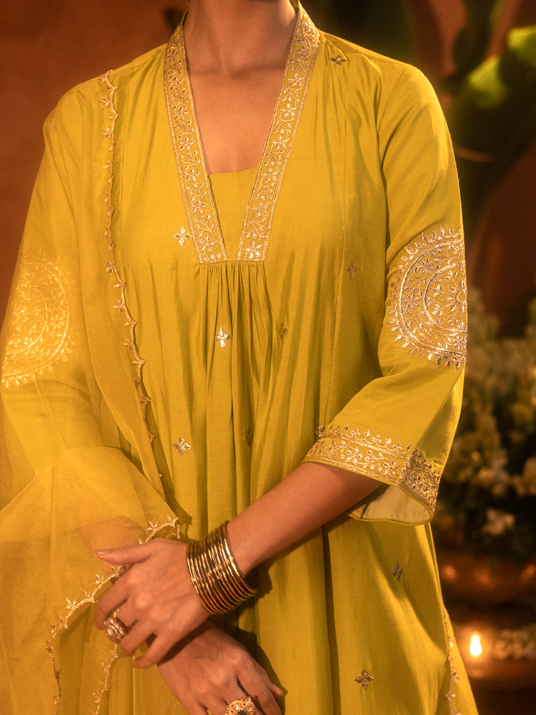 Sitara Mehndi – Lime Green Festive Kurta Set