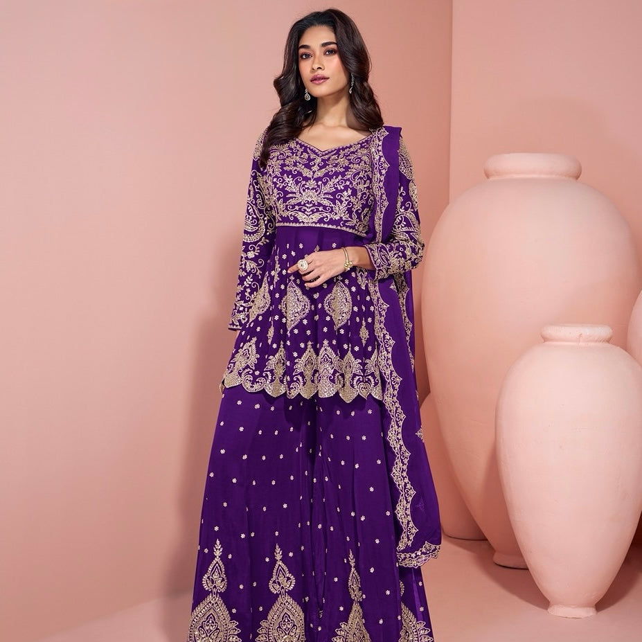Noor-e-Nazaakat – Embroidered Peplum Sharara Ensemble