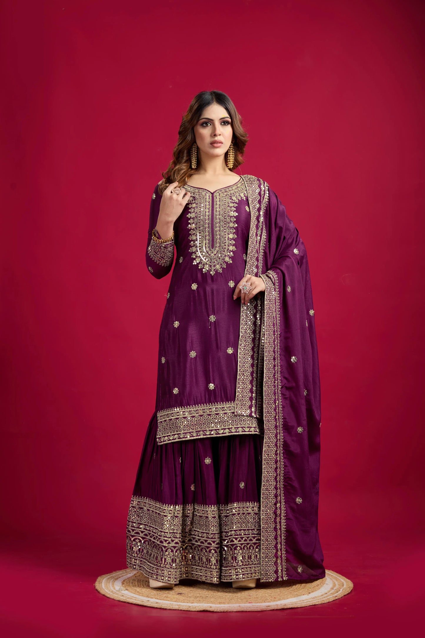 Zehra – Festive Sequin Embroidered Chinon Sharara Ensemble