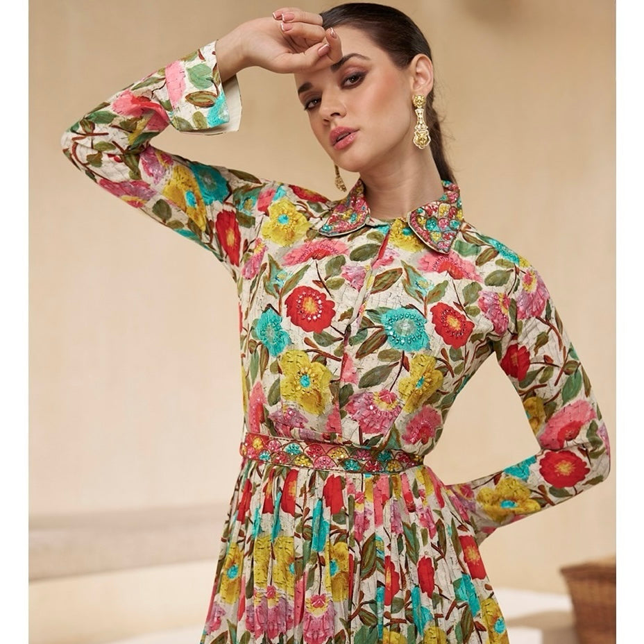 Garden Bloom – Abstract Floral Peplum Coord Set