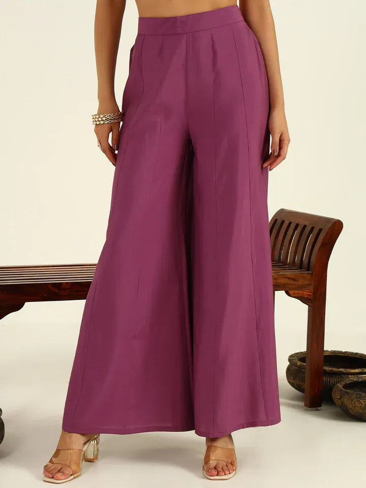 Lavender Luxe – Embroidered Chanderi Kurti Ensemble