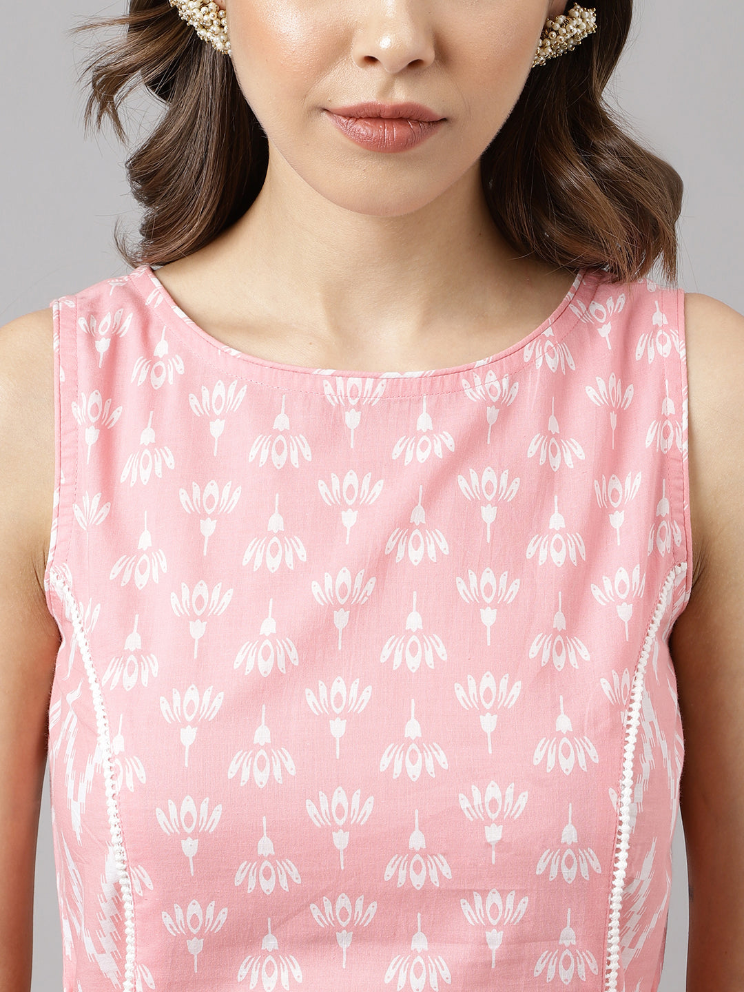 Blush Ikat – Sleeveless Baby Pink Cotton Kurta Set