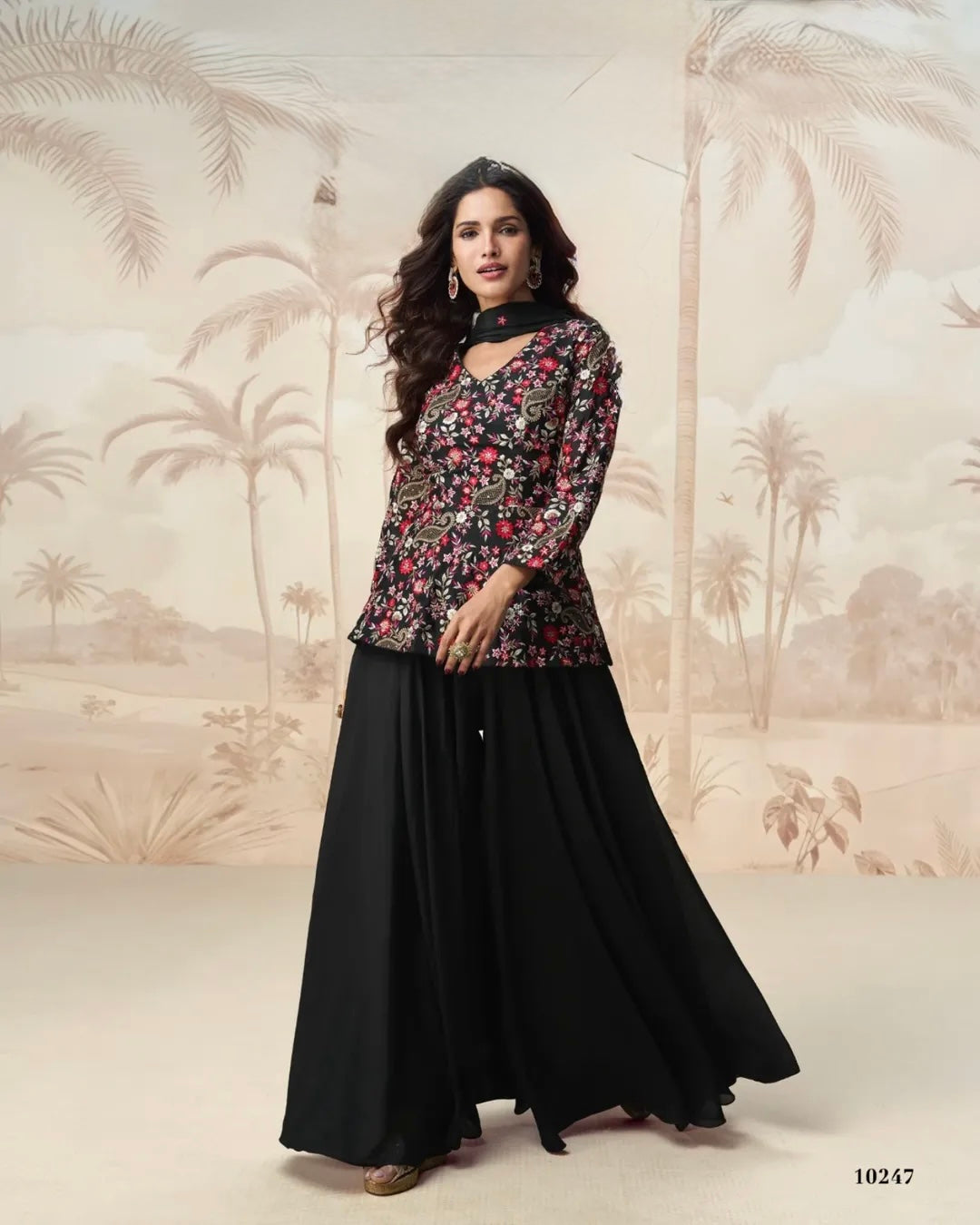 Gulzar Glam - Floral Peplum Set with Palazzo