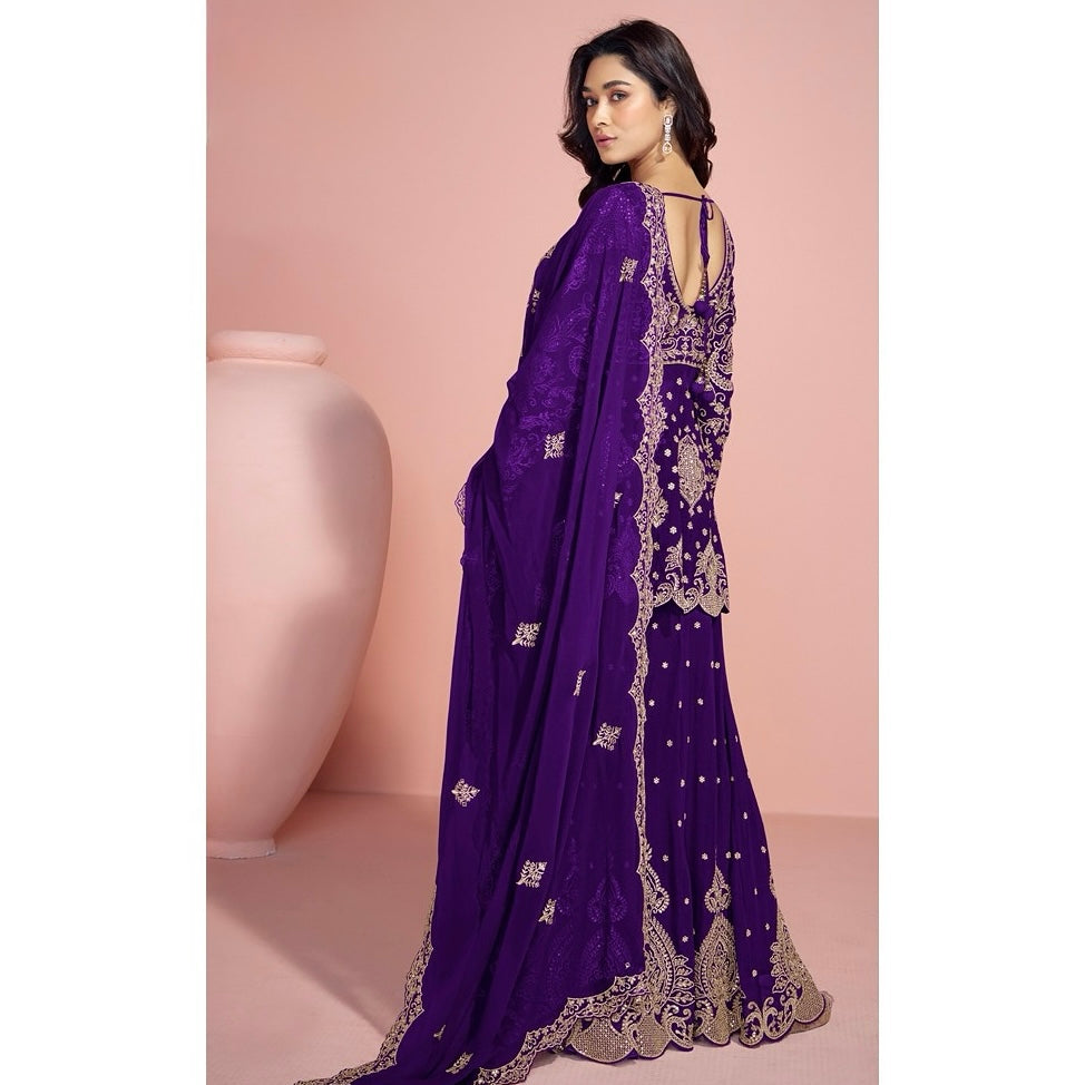 Noor-e-Nazaakat – Embroidered Peplum Sharara Ensemble