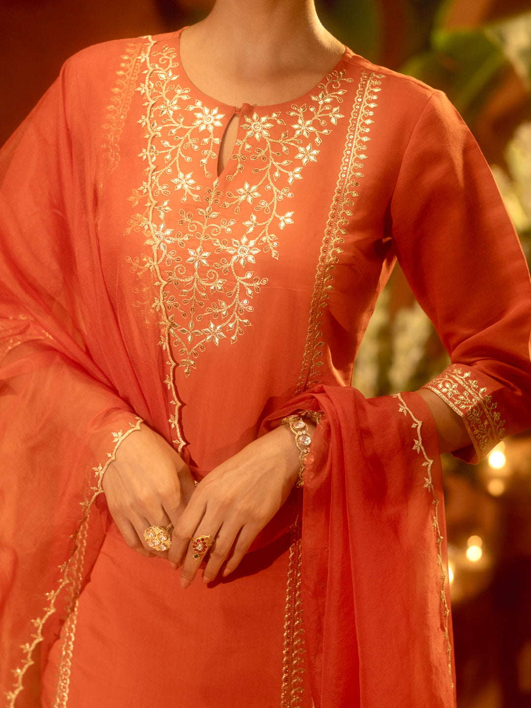 Rang-e-Anaar – Orange Embroidered Designer Kurta Set