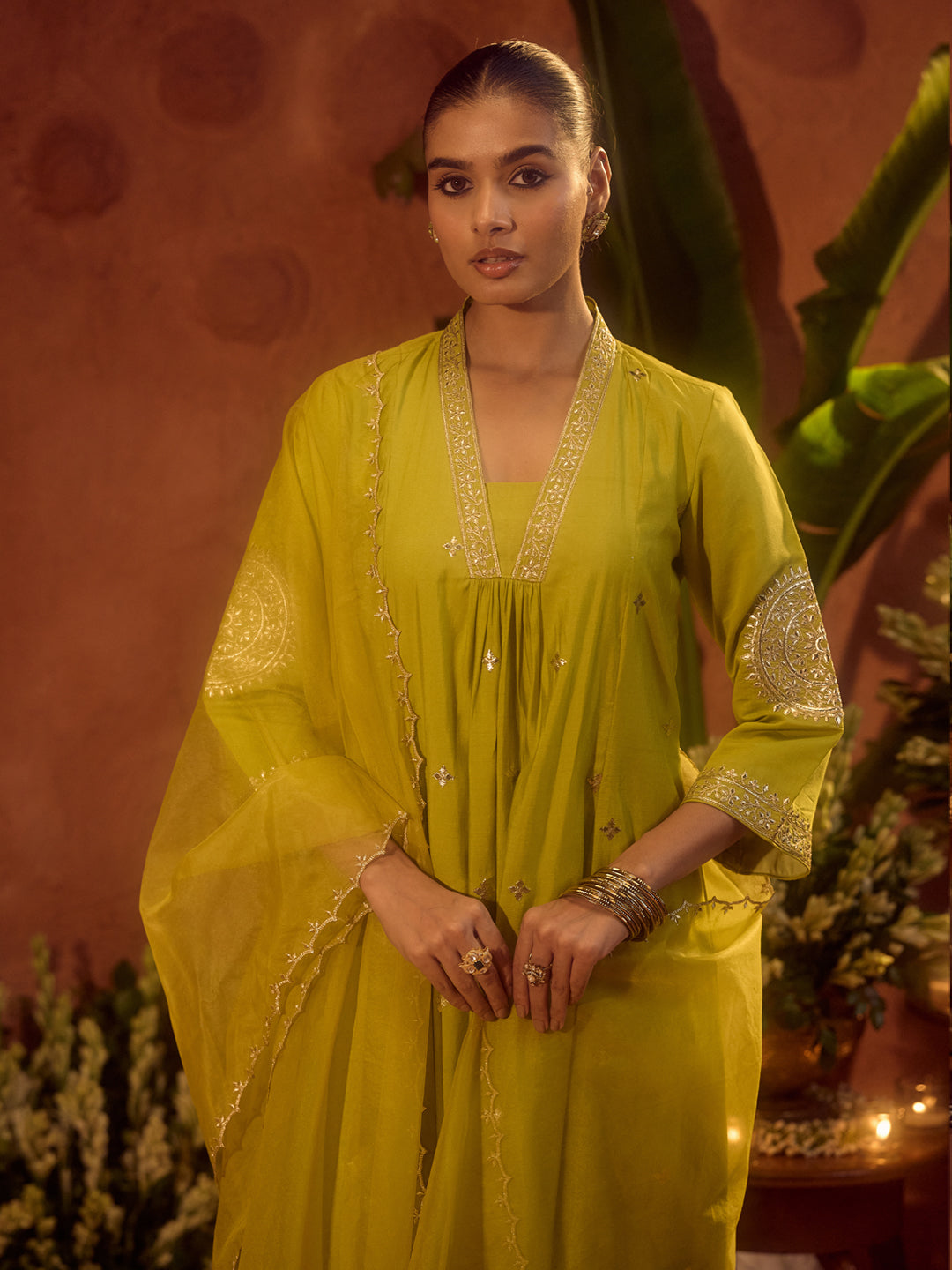 Sitara Mehndi – Lime Green Festive Kurta Set