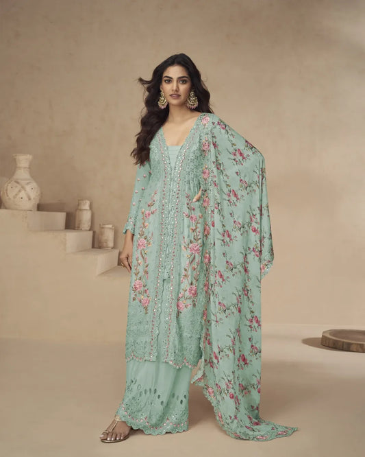 Pastel Dream - Floral Chinon Suit