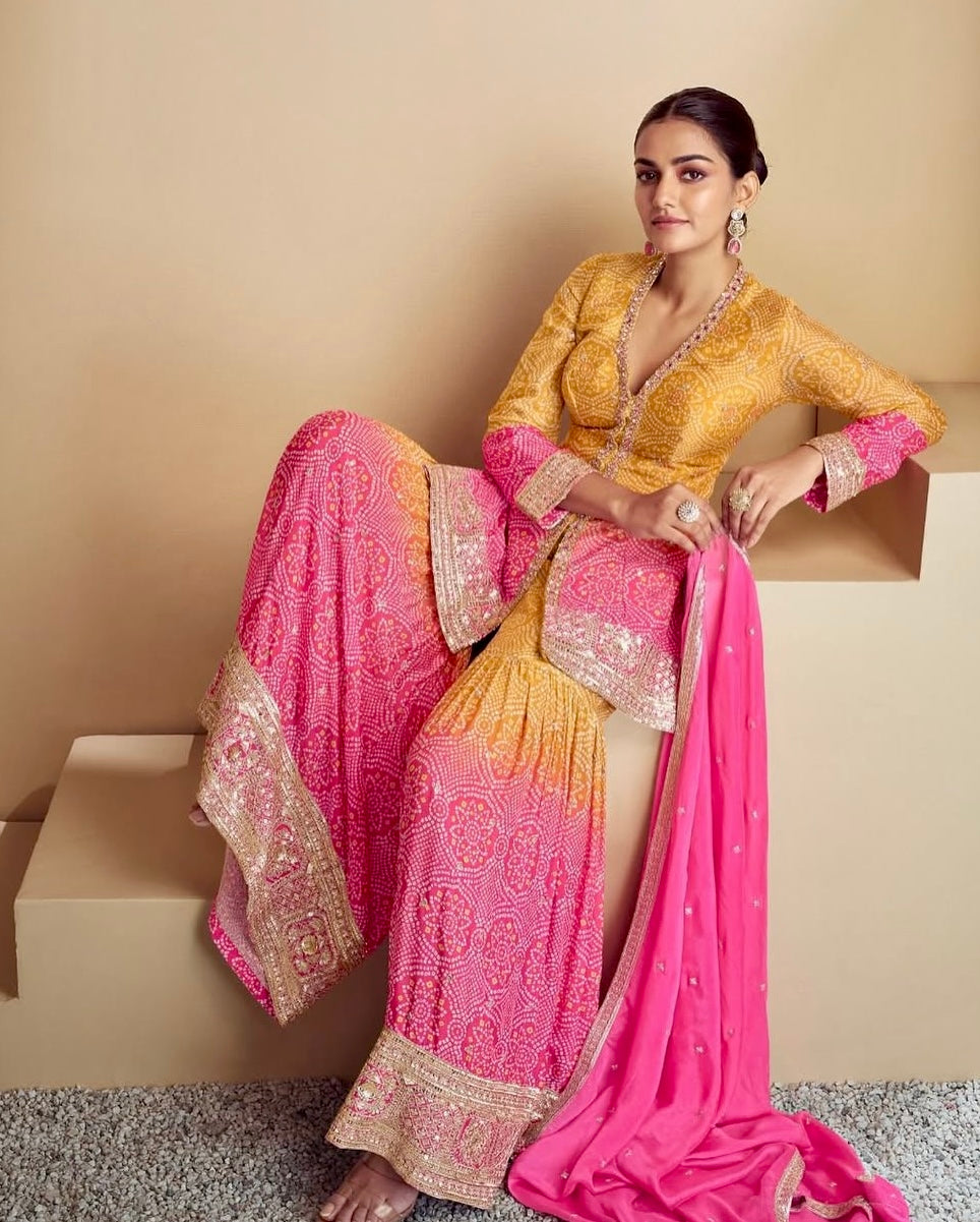 Ombré Charm – Chinon Silk Sharara Set