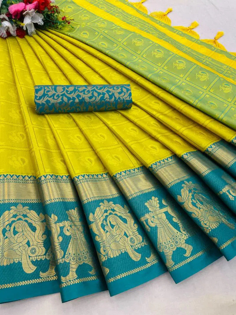 Regal Rhythm – Festive Mercerised Cotton Silk Saree
