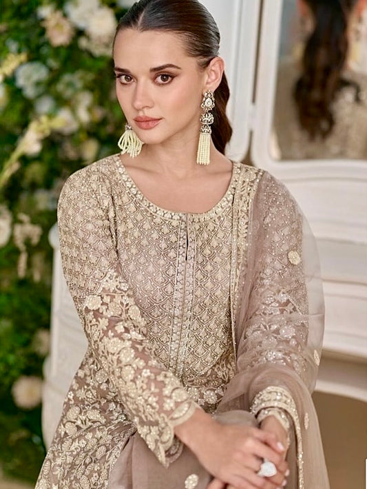 Regal Elegance – Georgette Embroidered Sharara Suit