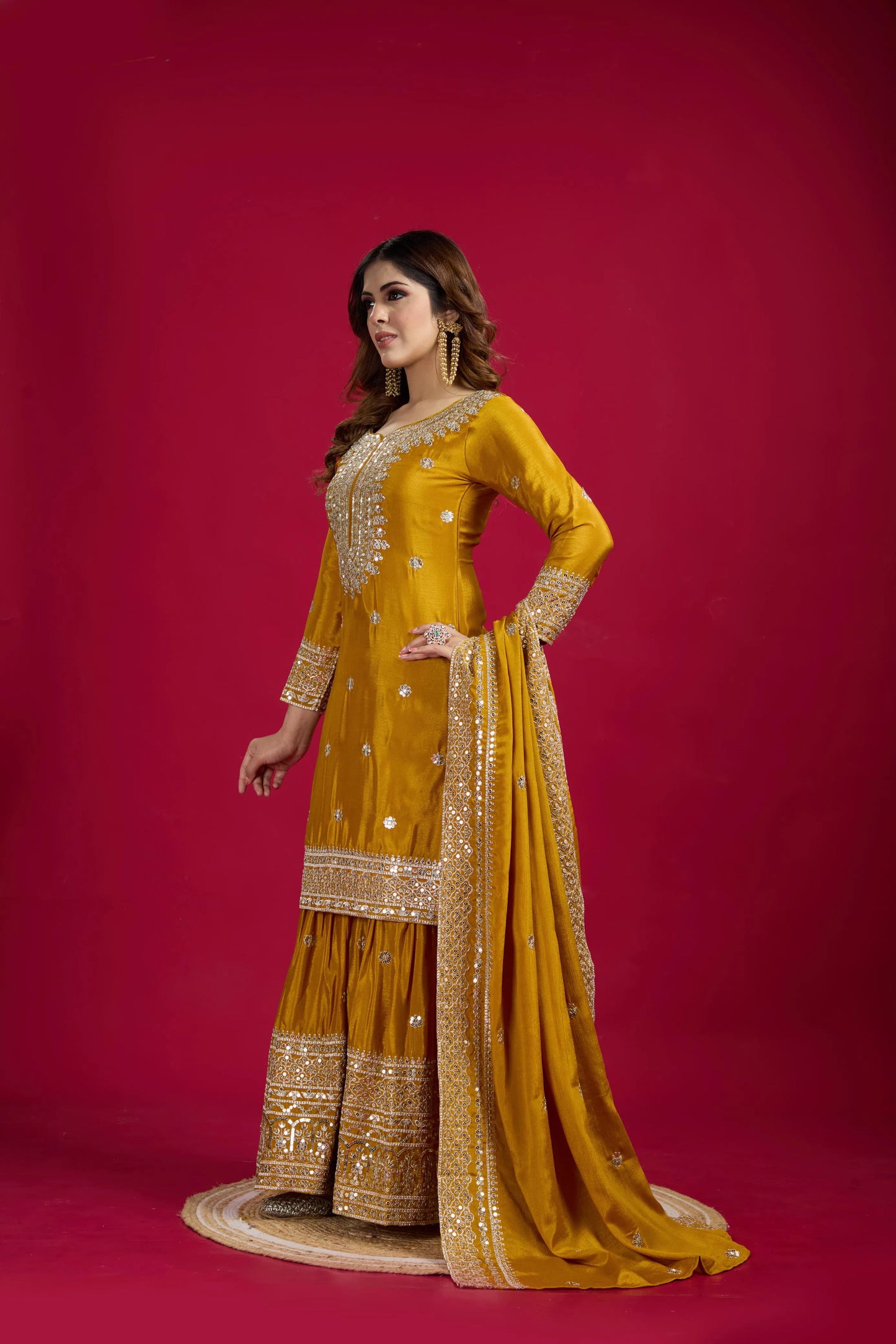 Zehra – Festive Sequin Embroidered Chinon Sharara Ensemble