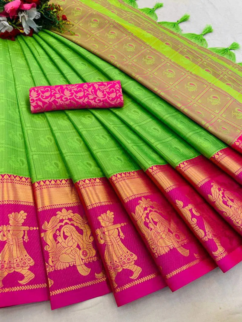 Regal Rhythm – Festive Mercerised Cotton Silk Saree