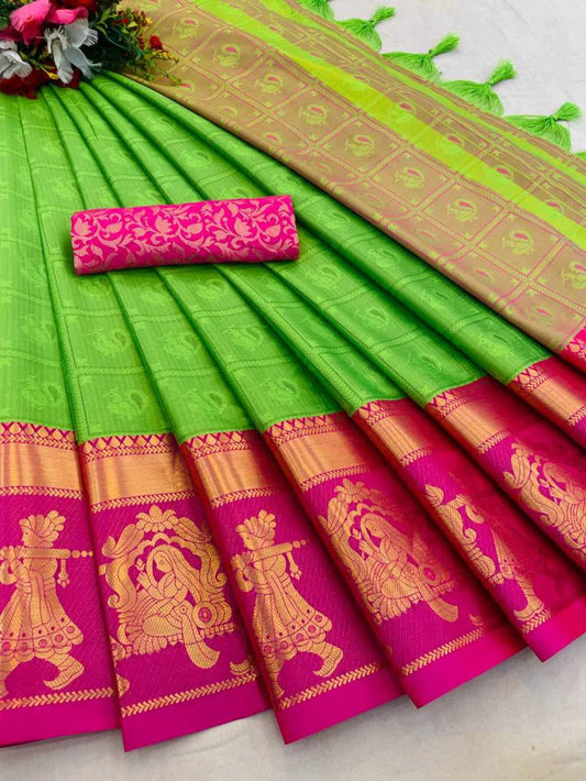 Regal Rhythm – Festive Mercerised Cotton Silk Saree