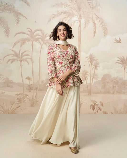 Gulzar Glam - Floral Peplum Set with Palazzo