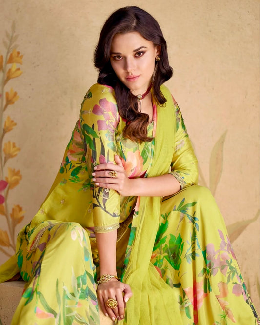 Verdant Grace – Chinon Silk Sharara Suit
