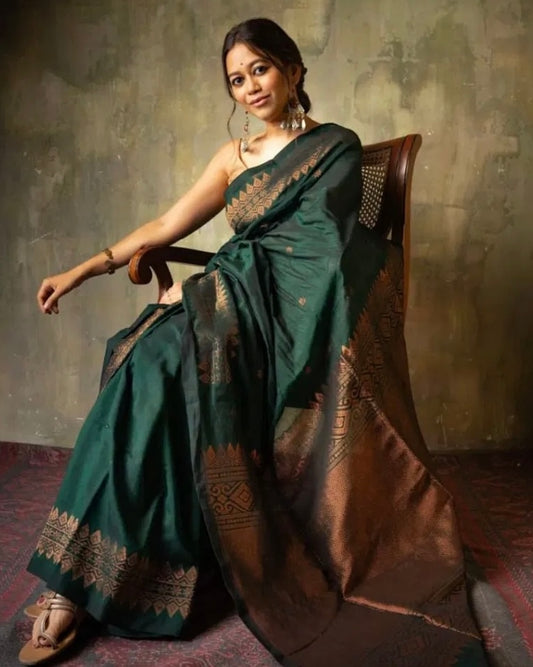 Bhoomi Zari - Handwoven Soft Silk in Copper and Clay