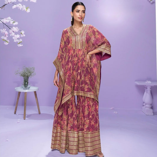Radiant Luxe - Georgette Kaftan with Gharara