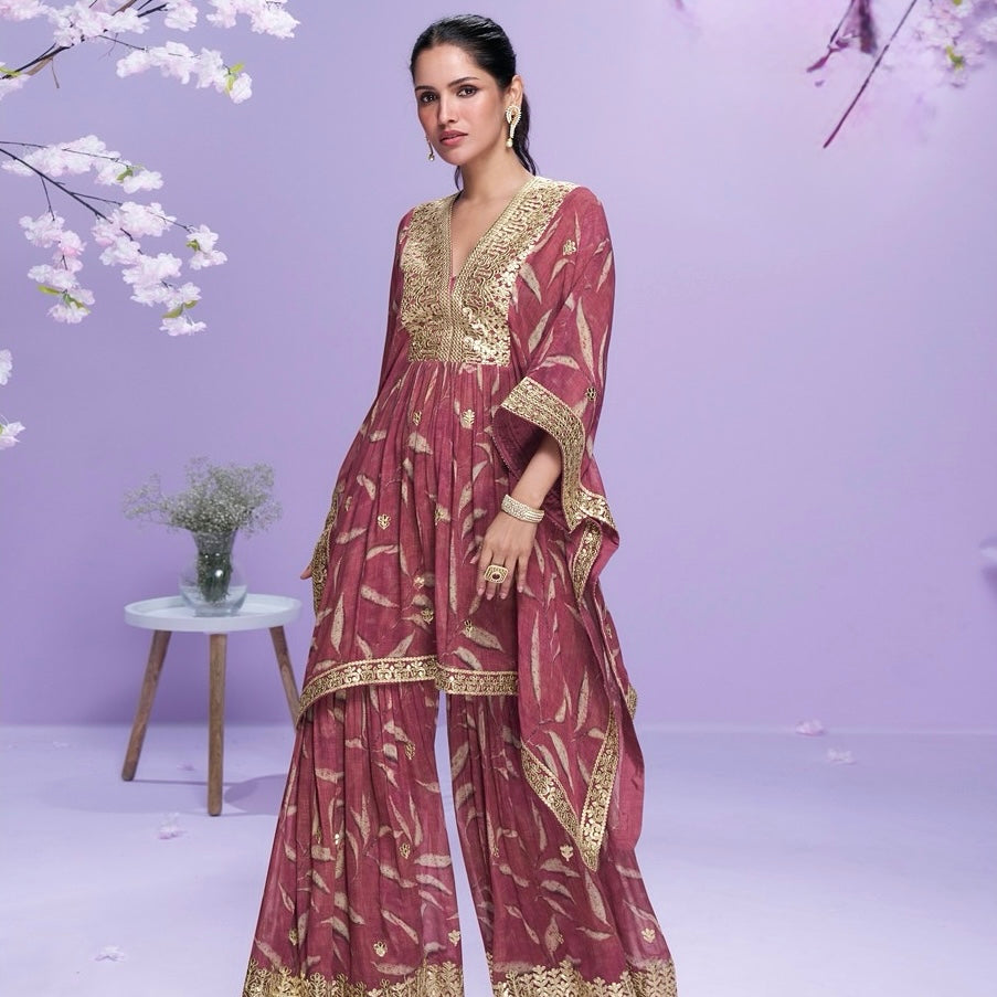 Radiant Luxe - Georgette Kaftan with Gharara