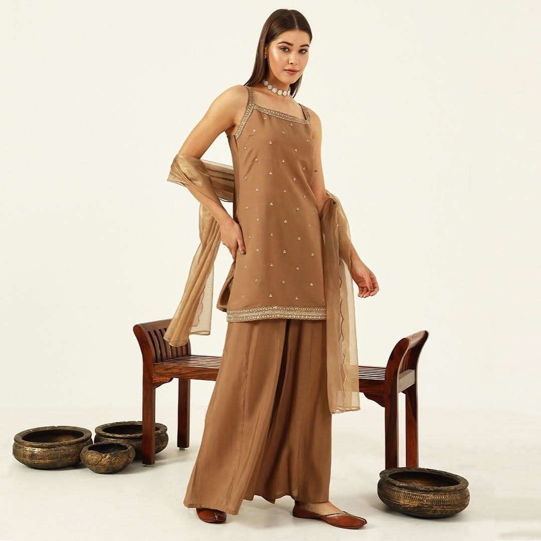 Chaandini Elegance - Viscose Chanderi Kurti Set