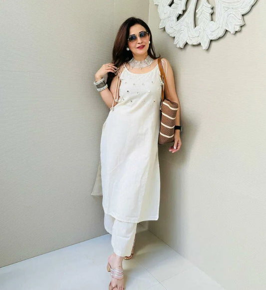 Elegant Essence – Slub Cotton Kurti Set