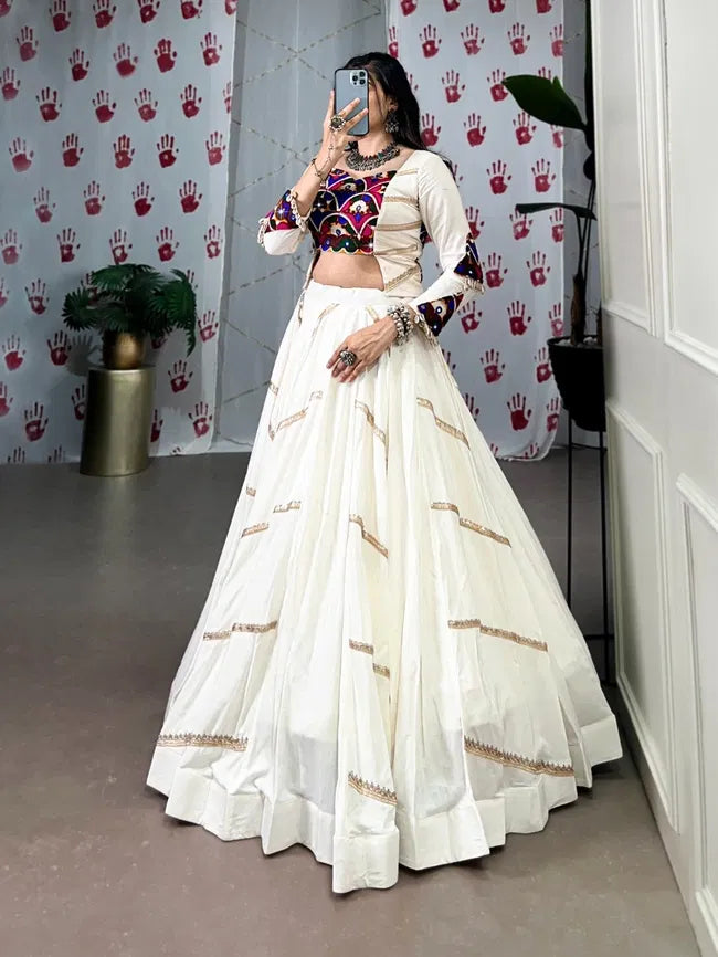 Raas Radiance - Gamthi Glam Ivory Festive Lehenga