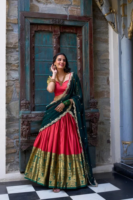 Rajvanshi – Narayan Pattu Half Saree with Zari Grandeur