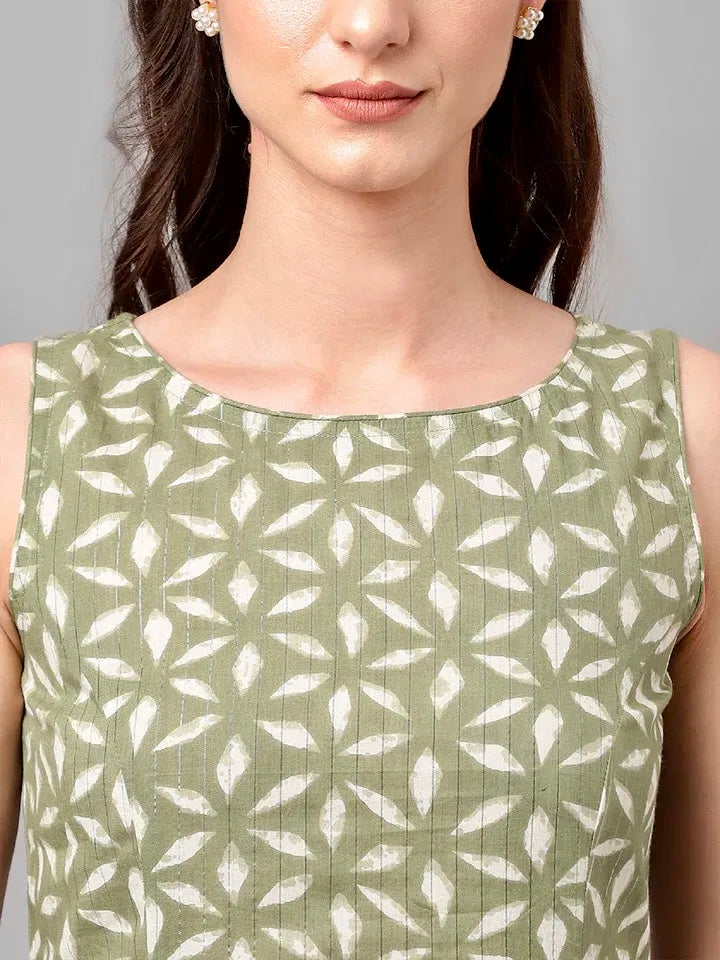 Festive Fern – Pure Cotton Embroidered Kurta & Palazzo Set
