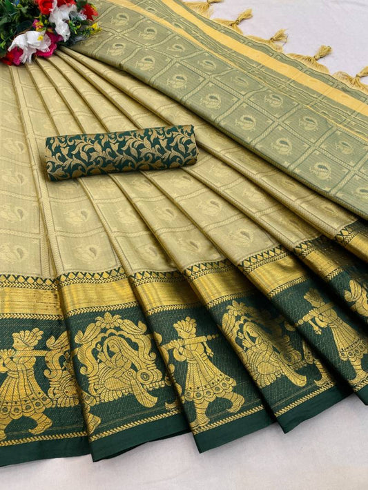 Regal Rhythm – Festive Mercerised Cotton Silk Saree