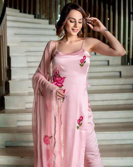Lotus Glow – Printed Viscose Crepe Suit
