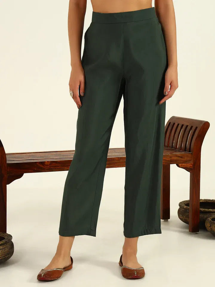 Emerald Elegance – Chanderi Kurti Ensemble