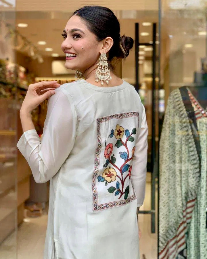 Sitara Serene – Viscose Chanderi Festive Suit with Floral Dupatta