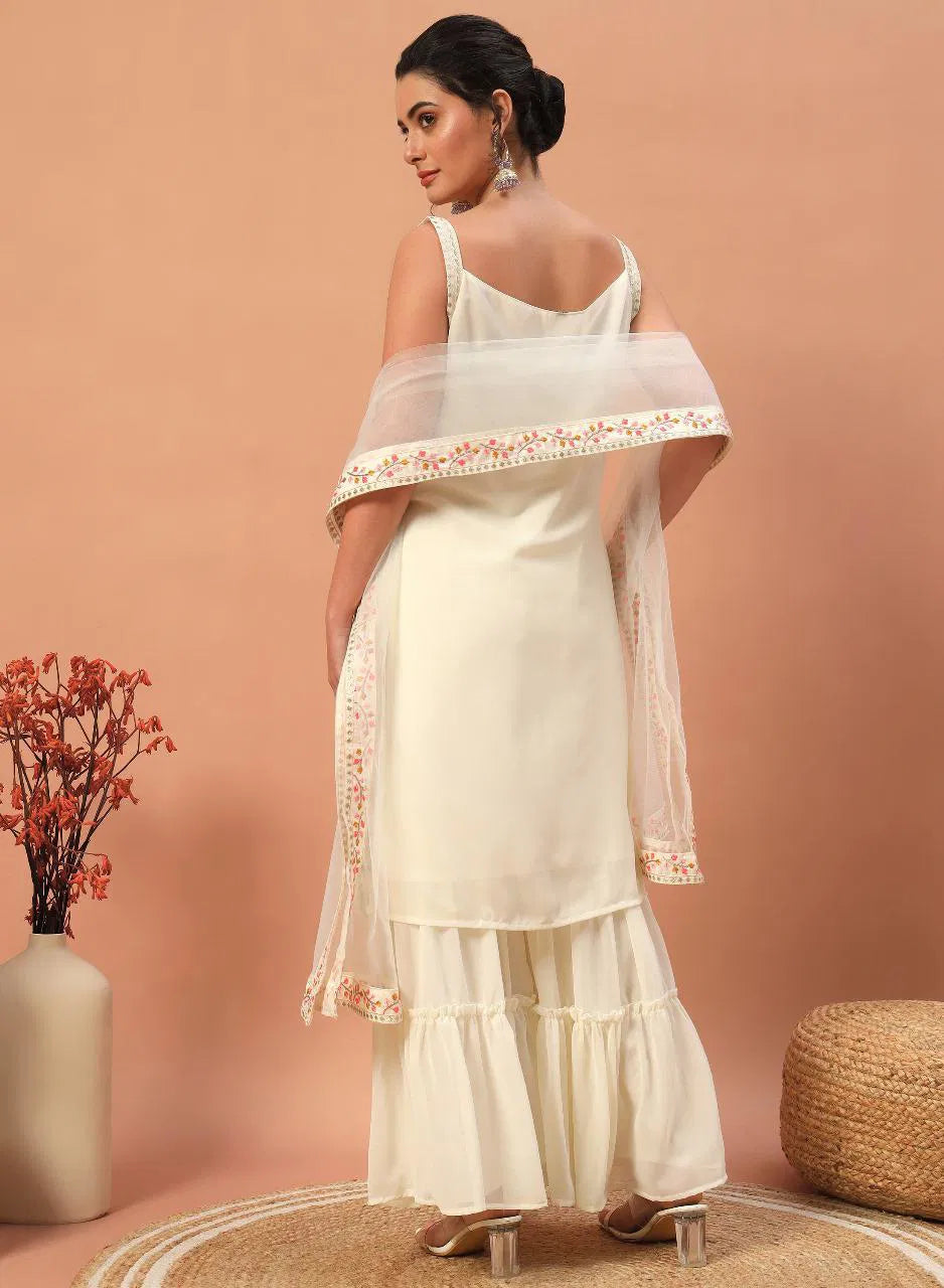 Seher Glow - Sequin Embroidered Georgette Sharara Suit